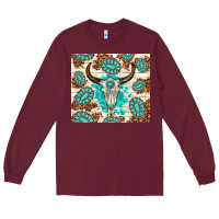 Burgundy gemstone bull skull leopard Long Sleeve Tee - TumblerDesignByShophia