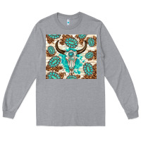 Heather Grey gemstone bull skull leopard Long Sleeve Tee - TumblerDesignByShophia
