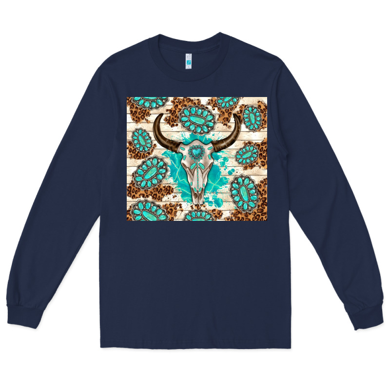 Gemstone Bull Skull Leopard Long Sleeve Tee by TumblerDesignByShophia | Teevron