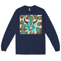 Navy gemstone bull skull leopard Long Sleeve Tee - TumblerDesignByShophia