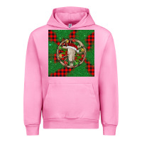 Fuchsia Pink Christmas bull skull Urban Hoodie - BarkalooDesign