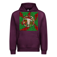Mauve Wine Christmas bull skull Urban Hoodie - BarkalooDesign