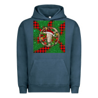 Pigment Midnight Navy Christmas bull skull Urban Hoodie - BarkalooDesign