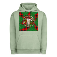 Pigment Oil Green Christmas bull skull Urban Hoodie - BarkalooDesign