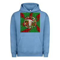 Pigment Pebble Blue Christmas bull skull Urban Hoodie - BarkalooDesign