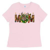 Bubblegum Pink Western Mom With Reindeer Ladies Tee - BundleAndBundleShop