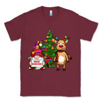 Burgundy merry christmas gnomes, reindeer Classic Tee - RanaPortraitStore