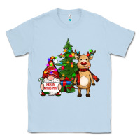 Dusty Blue merry christmas gnomes, reindeer Classic Tee - RanaPortraitStore