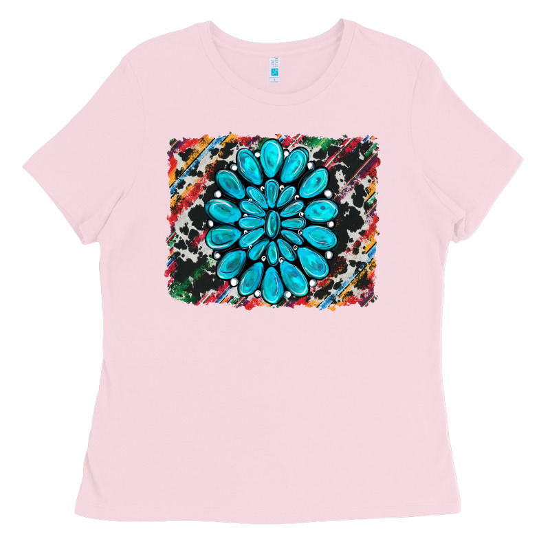 Cowhide And Serape Gemstone Background Ladies Tee by RanaPortraitStore | Teevron