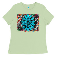 Matcha cowhide and serape gemstone background Ladies Tee - RanaPortraitStore
