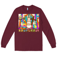 Burgundy easter day rabbit Long Sleeve Tee - TumblerDesignByShophia