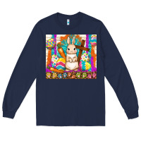 Navy easter day rabbit Long Sleeve Tee - TumblerDesignByShophia