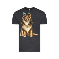 Vintage Black collie with bandanna Vintage Tee - texasbilliewilder