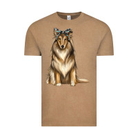 Vintage Coffee collie with bandanna Vintage Tee - texasbilliewilder