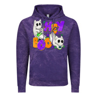 Cloud Purple Hey Boo with Ghost Cats Vintage Hoodie - texasbilliewilder