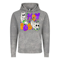 Cloud Rock Hey Boo with Ghost Cats Vintage Hoodie - texasbilliewilder