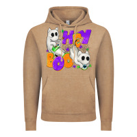 Vintage Coffee Hey Boo with Ghost Cats Vintage Hoodie - texasbilliewilder