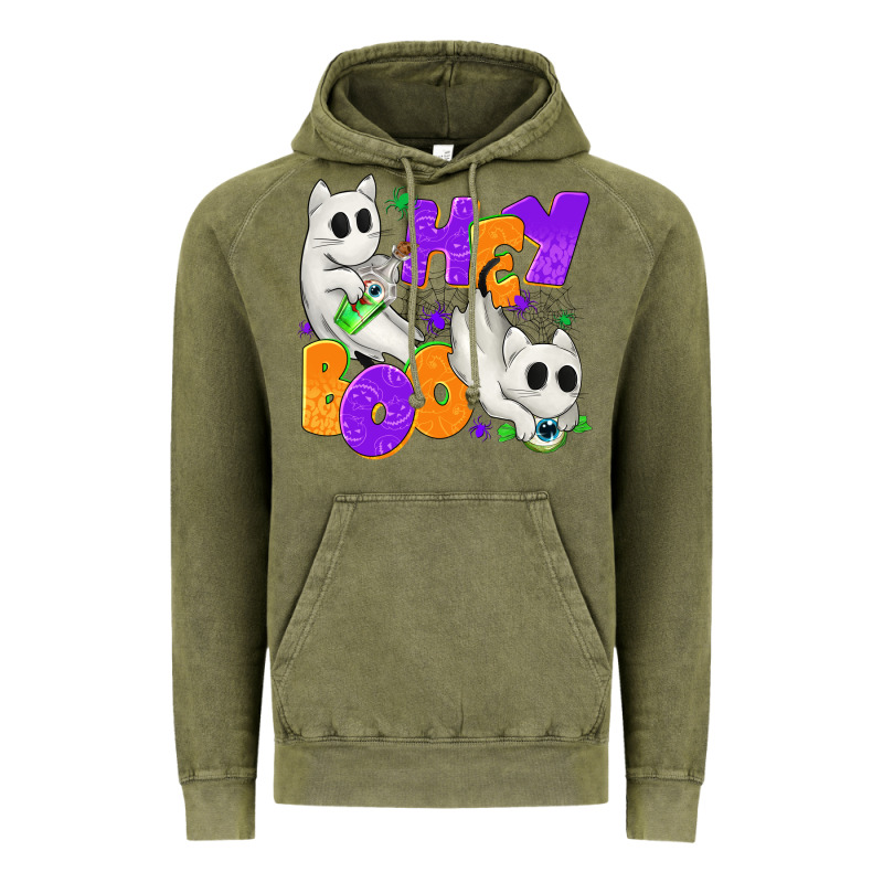 Hey Boo With Ghost Cats Vintage Hoodie by texasbilliewilder | Teevron