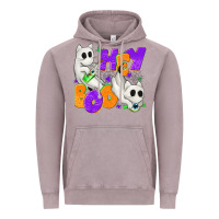 Vintage Zinc Hey Boo with Ghost Cats Vintage Hoodie - texasbilliewilder