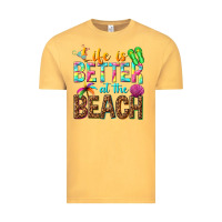 Vintage Mustard Life is better at the beach Vintage Tee - NancyCooperArtShop