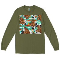 Army Green serape cowhide and leopard with glitter Long Sleeve Tee - TumblerDesignByShophia
