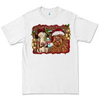 White christmas heifer and highland cow with serape background Premium Tee - RanaPortraitStore