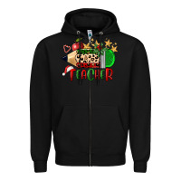 Black Christmas Teacher Pencil Zipper Hoodie - FaDigitalArtStudio