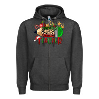 Charcoal Heather Christmas Teacher Pencil Zipper Hoodie - FaDigitalArtStudio