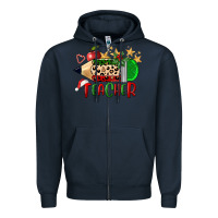 Navy Christmas Teacher Pencil Zipper Hoodie - FaDigitalArtStudio