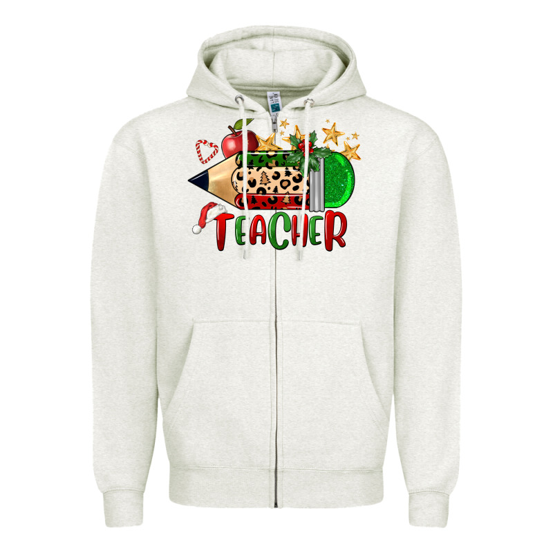 Christmas Teacher Pencil Zipper Hoodie by FaDigitalArtStudio | Teevron