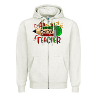 Oatmeal Heather Christmas Teacher Pencil Zipper Hoodie - FaDigitalArtStudio