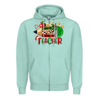 Seafoam Christmas Teacher Pencil Zipper Hoodie - FaDigitalArtStudio
