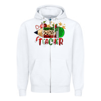 White Christmas Teacher Pencil Zipper Hoodie - FaDigitalArtStudio