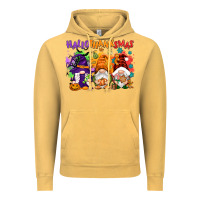 Vintage Mustard Hallothanksmas gnomes Vintage Hoodie - NancyCooperArtShop