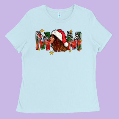 Western Mom With Woman In Santa Hat Ladies Tee Designed By Bundleandbundleshop