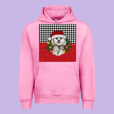 Christmas Bichon Frise Dog Urban Hoodie Designed By Barkaloodesign