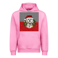 Fuchsia Pink Christmas Bichon frise dog Urban Hoodie - BarkalooDesign