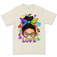 Bone LGBTQ+ Messy Bun Mum Love With Hearts Premium Tee - BundleAndBundleShop