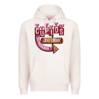 Pale Pink Valentines Day Cupid's Love Lodge Premium Hoodie - FaDigitalArtStudio