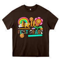 Chocolate Brown hello first grade Heavy Core Tee - NancyCooperArtShop