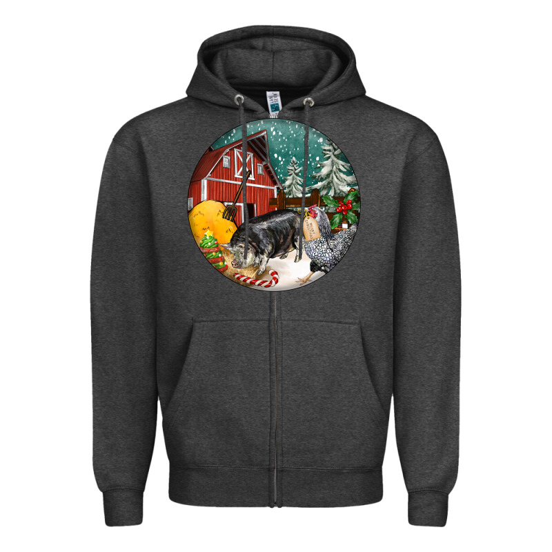 Christmas On The Farm Zipper Hoodie by FaDigitalArtStudio | Teevron