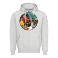 Dove Grey Christmas On The Farm Zipper Hoodie - FaDigitalArtStudio