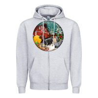 Heather Grey Christmas On The Farm Zipper Hoodie - FaDigitalArtStudio