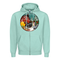 Seafoam Christmas On The Farm Zipper Hoodie - FaDigitalArtStudio