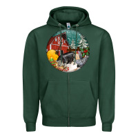 Sports Green Christmas On The Farm Zipper Hoodie - FaDigitalArtStudio