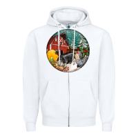 White Christmas On The Farm Zipper Hoodie - FaDigitalArtStudio
