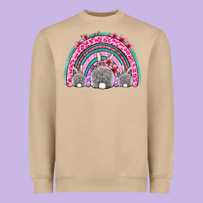 Easter Bunny Rainbow Heavyweight Sweatshirt Designed By Oliviacreatesart