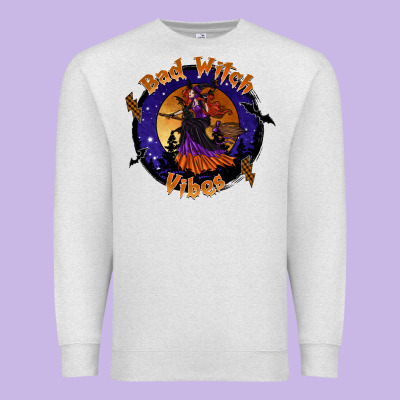 Bad Witch Vibes Premium Sweatshirt Designed By Sublimationcraftshop