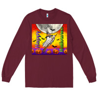 Burgundy happy halloween Long Sleeve Tee - TumblerDesignByShophia