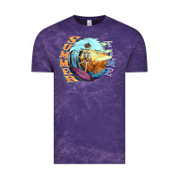 Cloud Purple summer time skeleton surfing Vintage Tee - NancyCooperArtShop